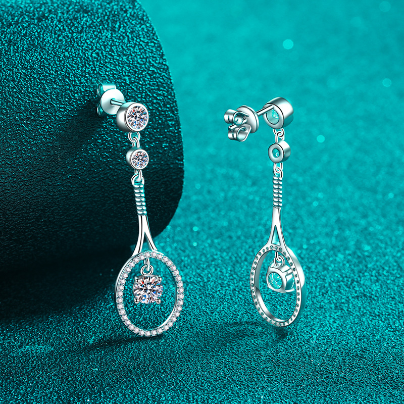 Pendientes de aro con borlas de moissanite color d plata_voghion.com