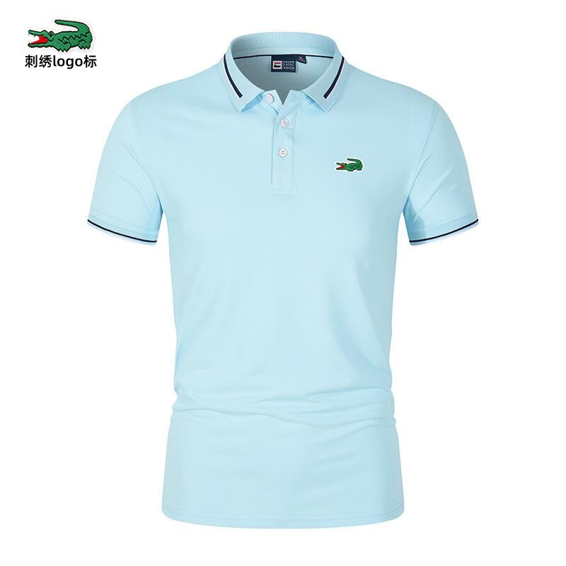 Aliexpress Summer New Embroidered Crocodile Cross-Border Men's Polo Shirt Solid Color Lapel Business Casual Short Sleeve T-Shirt