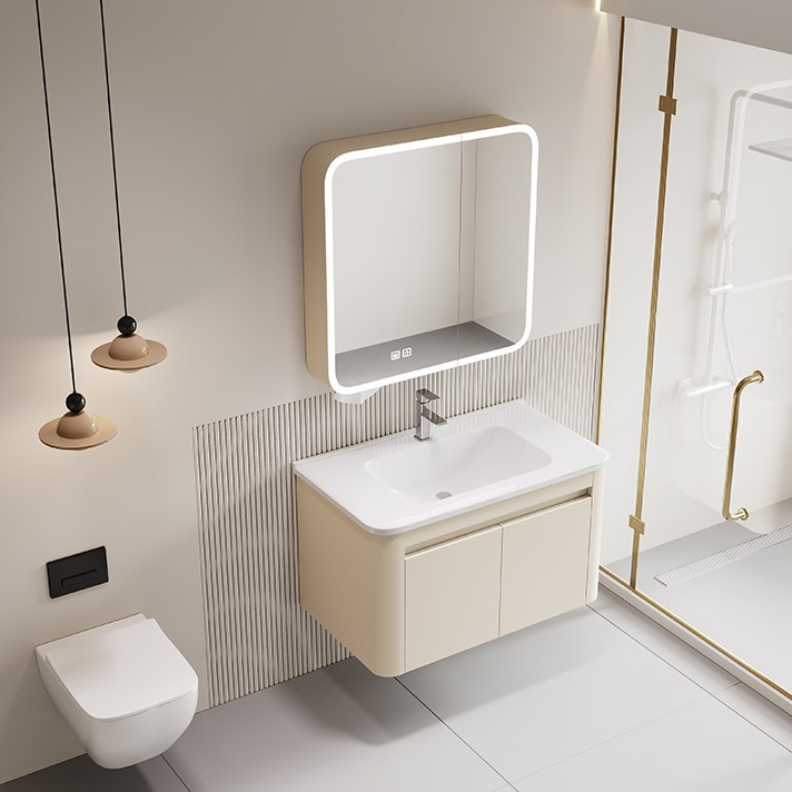 Baño impermeable espacio de aluminio panal gabinete de baño lavabo combinación integral lavabo cerámico lavabo espejo inteligente