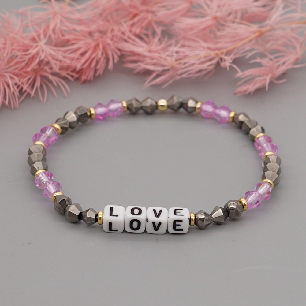 Bracelet En Cristal De Diamant De Lettre Simple De Style Coréen En Gros display picture 3