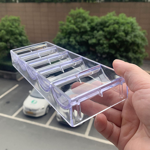 Transparent Chip Tray Storage Box for 5 Grids, Can Hold 100 Chips of 40x3.3mm