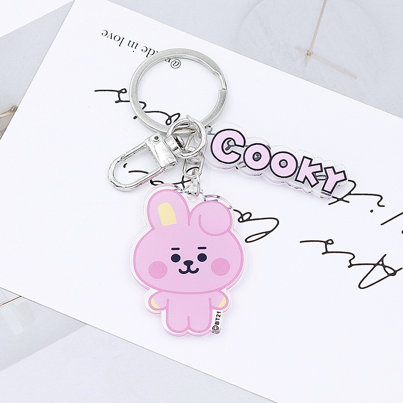 韓国版ボーイズグループ BT21 漫画キーホルダー男性と女性のカップル RJ TATA バッグ車のキーホルダーペンダント|undefined
