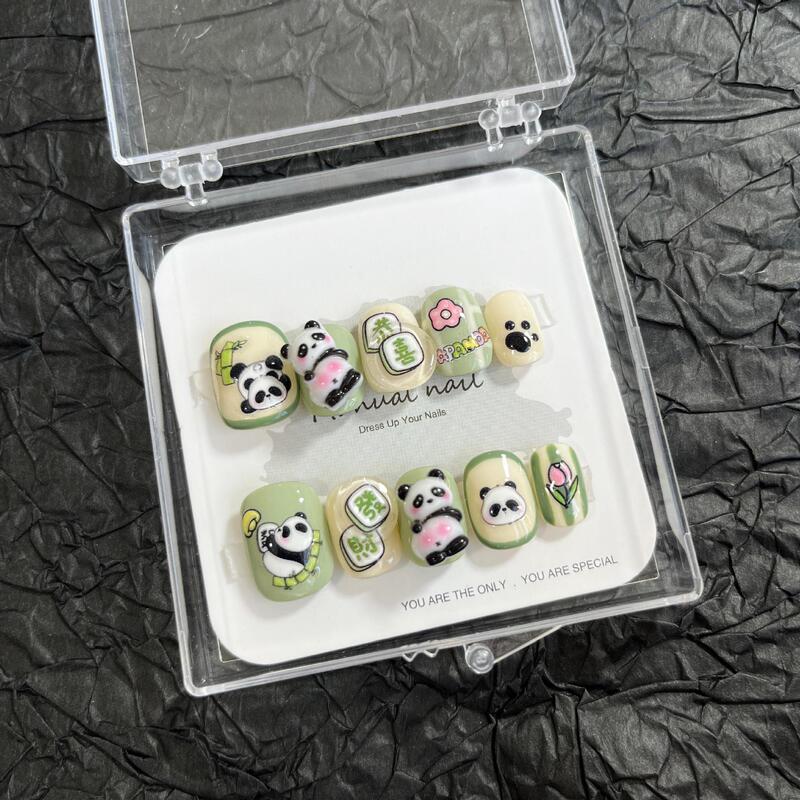 Handmade cute cartoon turn girl short round wearing nail patch detachable A310