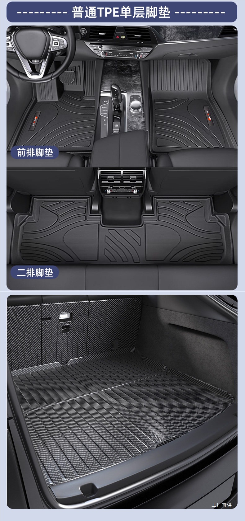 Five Blessings Golden Ox Carbon Fiber Pattern Tpe Car Floor Mats for Audi, Aito M7, Li Auto L7, Buick Gl8, Lanzheng, Denza, and Peihui