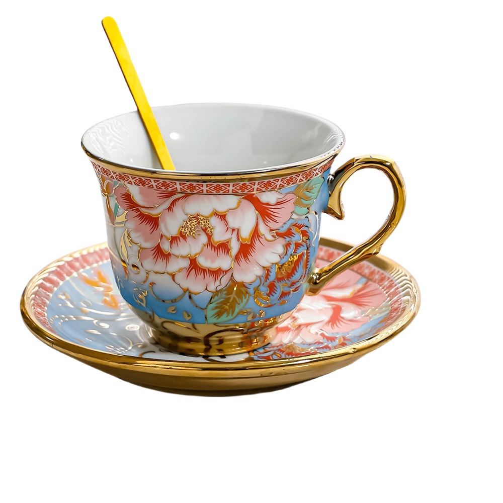 Taza de café traje de estilo europeo taza platillo taza de café hogar retro británico juego de té francés té de la tarde exquisita pareja