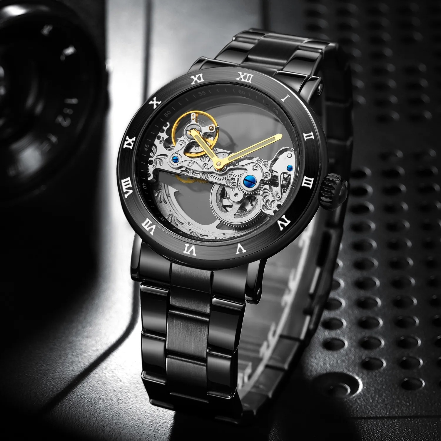 Fusini forsining Fashion Double-sided Hollow Watch Carved Movement Automatic Mechanical Watch_voghion.com