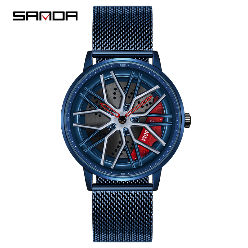 1107 메쉬 벨트 블루 레드