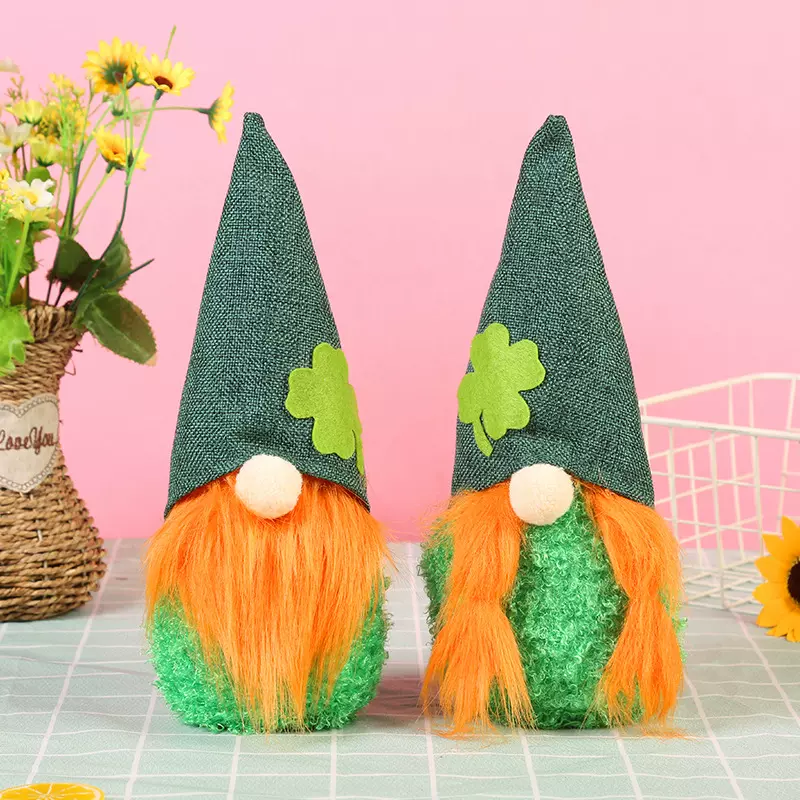 巧鼎跨境圣帕特里克节装饰品爱尔兰节无脸娃娃鲁道夫小号站姿公仔