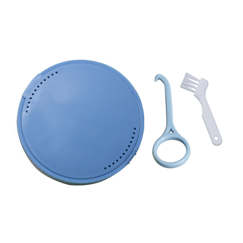 Dental redondo con espejo bracket invisible extractor de caja de retención de ortodoncia portátil caja de dientes falsos caja de almacenamiento de dientes cepillo