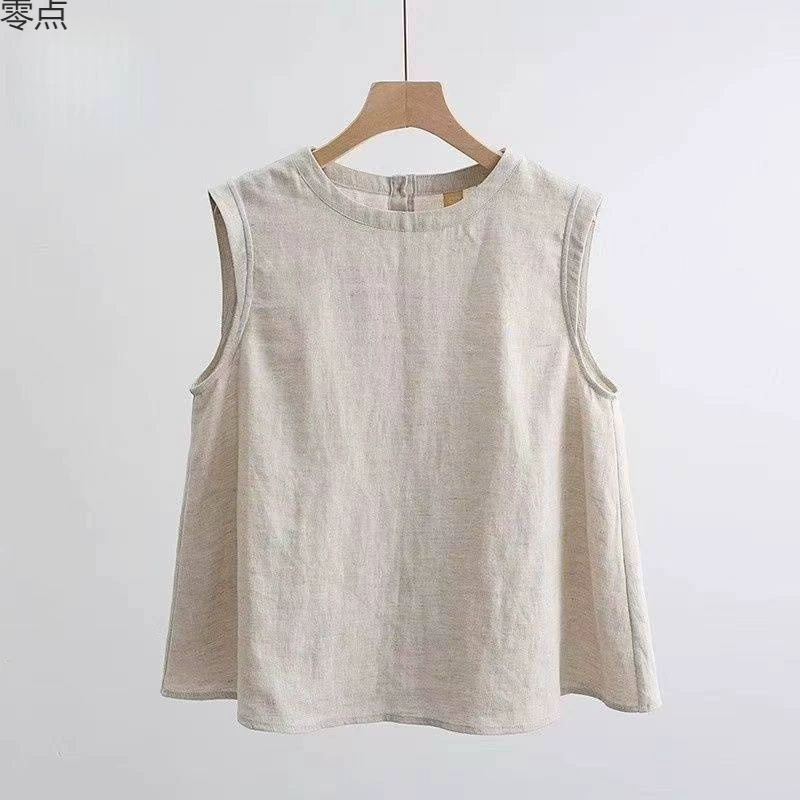 Женские рубашки из хлопка и льна 2025, новые весенне-летние топы без рукавов для женщин, свободные и универсальные льняные рубашки, нижние льняные жилеты