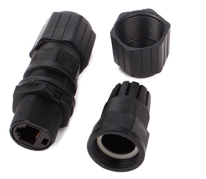 Fine tooth 20 waterproof network cable docking extension connector, RJ45 network signal straight-through head Ethernet adapter