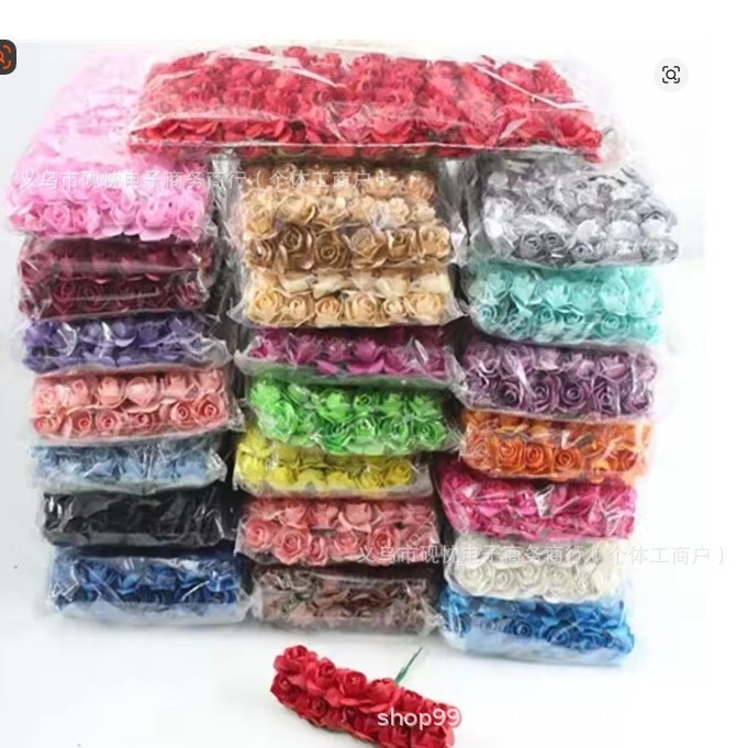 2cm Medium Plum Blossom Small Paper Flowers Flower Gift Box Decoration Wreath Vine DIY Bracelet Materials DIY Material Kit