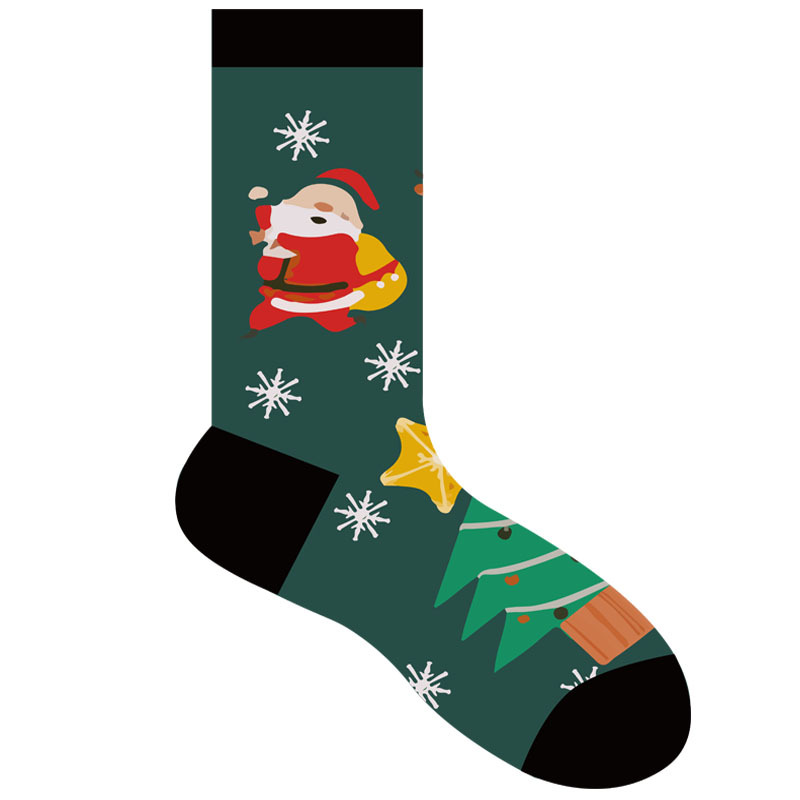 Cotton Fabric Jacquard Design Fashion Style Unisex Fashion Santa Claus Snowman Cotton Jacquard Crew Socks