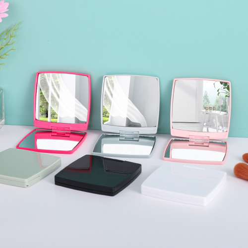 New folding mirror, simple square flip mirror, plastic cosmetic mirror with printable logo, mini mirror, wholesale portable mirror