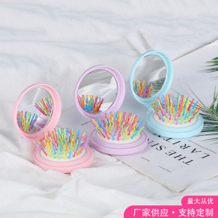 Spot Wholesale Hairdressing Comb Air Bag Massage Comb Plastic Air Cushion Comb Travel Mini Portable Folding Mirror Comb