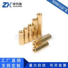 铜柱六角双通M2M2.5M3M4直通空心隔离柱双头支撑柱铜螺母