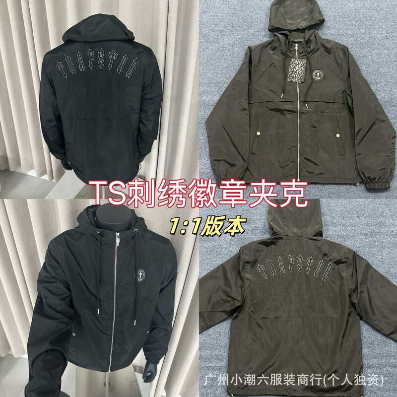 Trapstar European and American Street Fashion Brand Black Embroidered Alphabet Men's Jacket Loose Casual High Street Zipper Coat