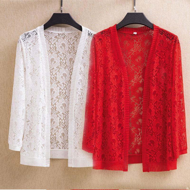 Summer New Lace Cardigan Short Western Style Small Shawl Sun Protection Clothing Women's Air-conditioning Shirt Mother's Spring Thin Coat