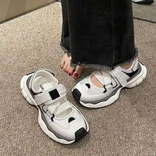 Korean Style Sports Sandals for Women 2025 Summer New Fashion Versatile Breathable Comfortable Retro Thick-Soled Shoes for Women Trendy