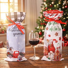 圣诞节装饰用品卡通束口森林人红酒瓶套姜饼人酒瓶袋家居餐桌布置