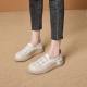 Women's leather hollow-out breathable loafers 2024 Summer new flat casual single-layer shoes slip-on loafers