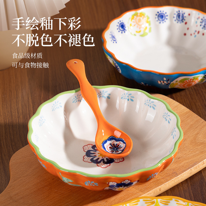 Plato de frutas de porcelana de cabello suelto pintado a mano nuevo tipo de mesa de té de sala de estar dulces plato de frutas secas plato de bocadillos plato de postre