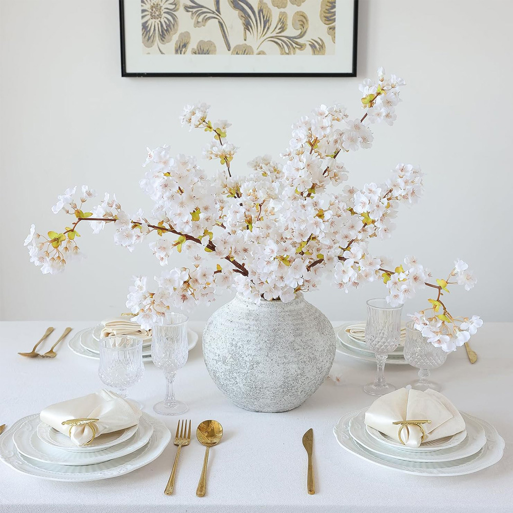 2 ramas de cerezo simuladas flores de melocotón decoraciones de primavera diseño de mesa de comedor accesorios de fotografía suministros de boda