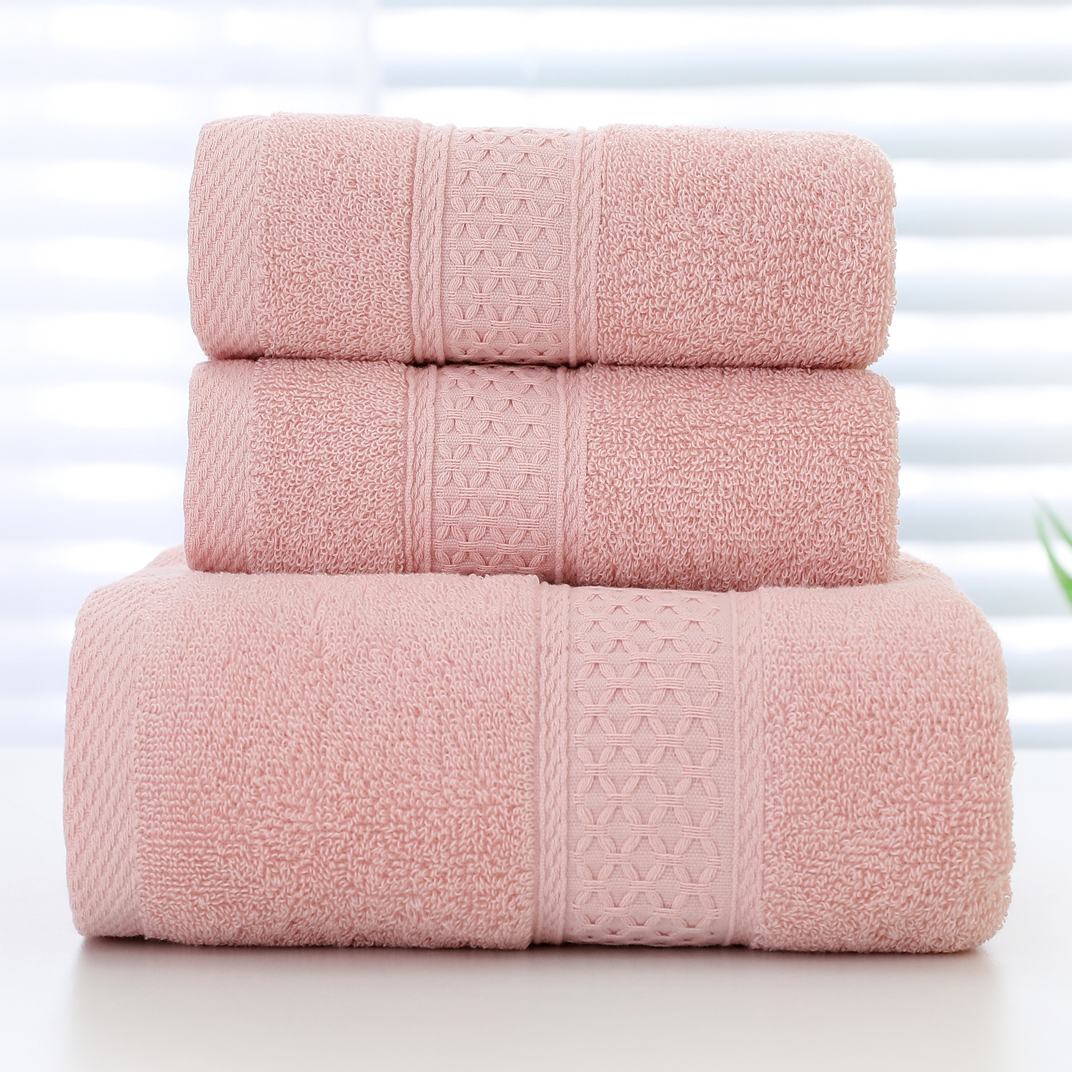 Bath Towel、Super Absorbent Cross-border All-cotton Plain Bath Towel, Square Towel Three-piece Set, Absorbent, Suitable For Couples, Home Use,_voghion.com