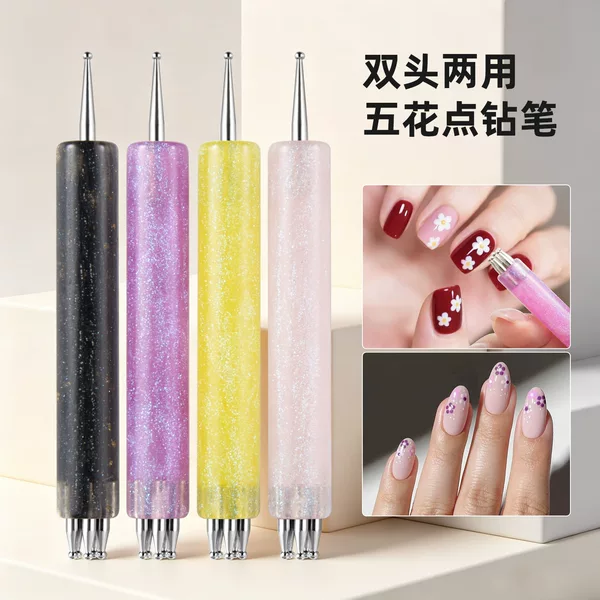 New Nail Art Pen, Dotting Pen, Rhinestone Pen, Nail Art Pen for Creating Petals and Flowers in One Stroke, DIY Nail Art Pen