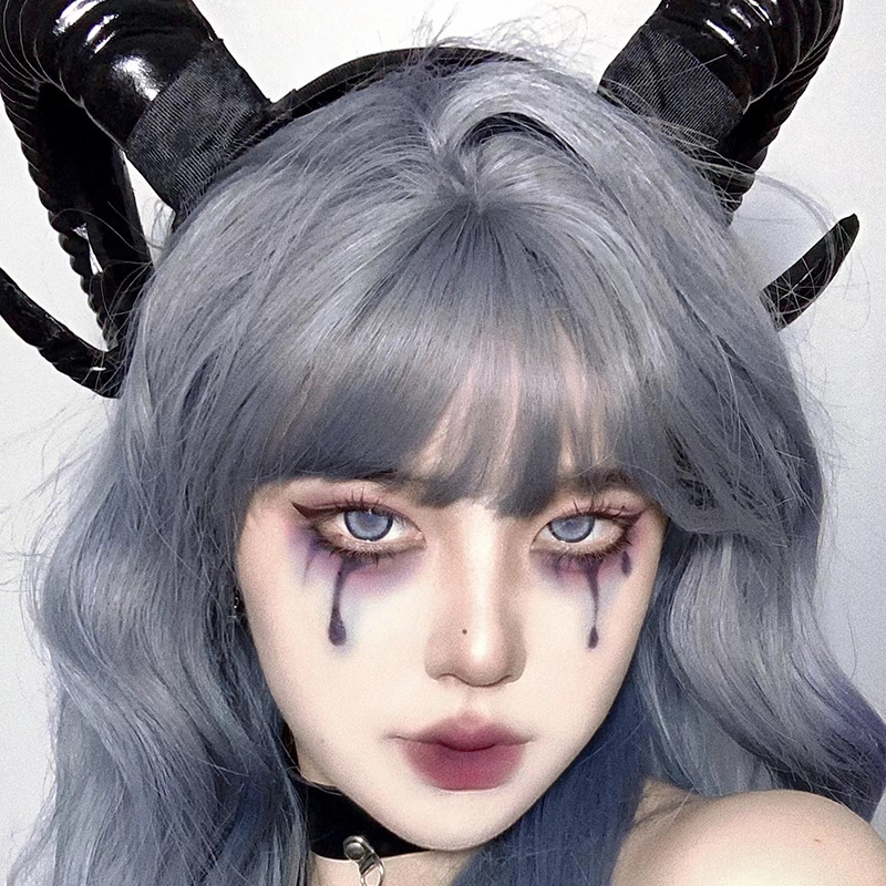 Halloween cosplay props cuernos diablo disfraz batear orejas del diablo peinado bandejas de pelo