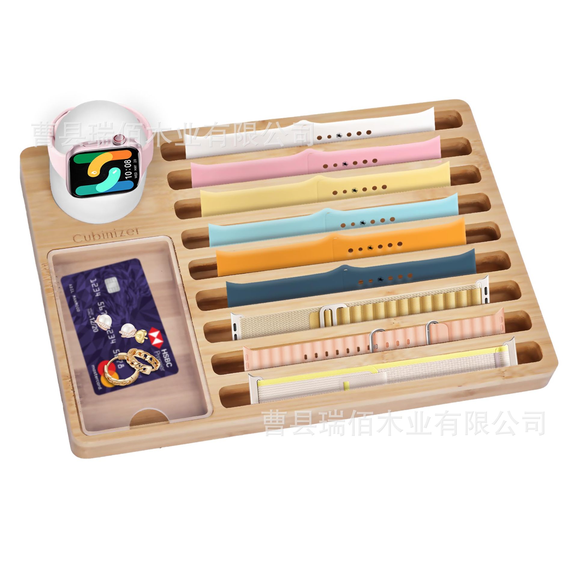 Cross-Border Wooden Watch Strap Storage Box with Acrylic Lid Counter Watch Strap Display Box Watch Storage Box