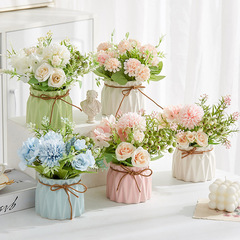 5ZV7 Office Desk Bionic Artificial Flower Ornament Simulated Small Potted Plant Green Plant Decoration Living Room Coffee Table Bedroom Home