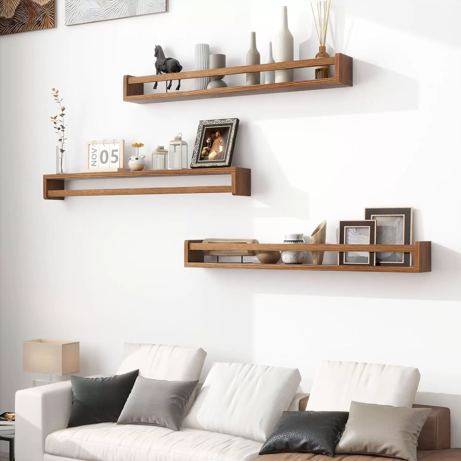 3pcs实木搁板儿童杂志绘本收纳墙上壁挂书架 玩偶摆件储物置物架