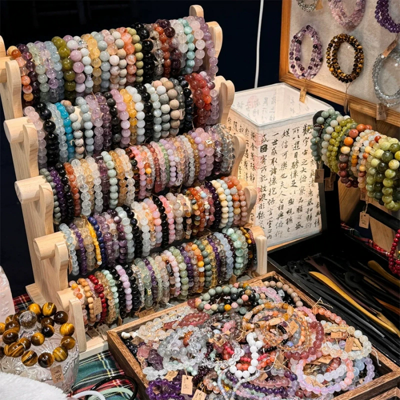 Браслет из цельного дерева с кристаллами, подставка для браслета, подставка для браслета, часы, аксессуары для ювелирных изделий, вешалка для хранения ювелирных изделий, веревка для хранения ювелирных изделий