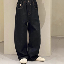 童裤2025男女童秋冬新品880309贴R标中大童韩版一体绒原色牛仔裤