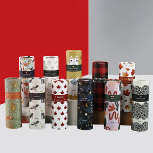 T-Shirt Kraft Paper Tea Paper Tube Calligraphy and Painting Gift Packaging Paper Tube Paper Can Cosmetics Round Couplet Packaging Paper Tube