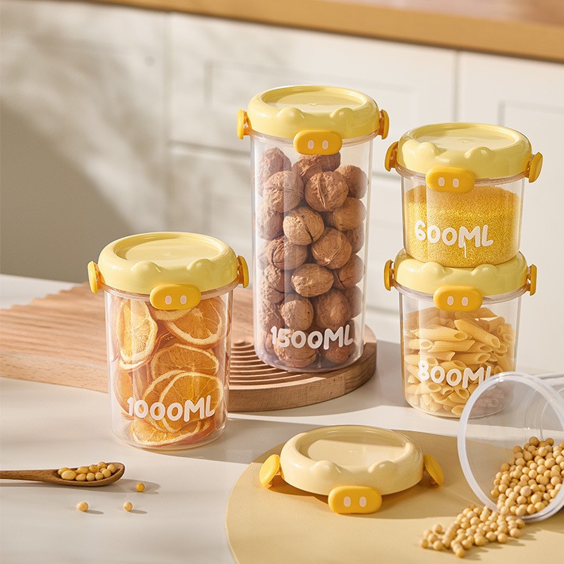 Cute Pig Dried Fruit Sealed Jar Grain Storage Box Flour Snack Food Grade Plastic Storage Storage Jar