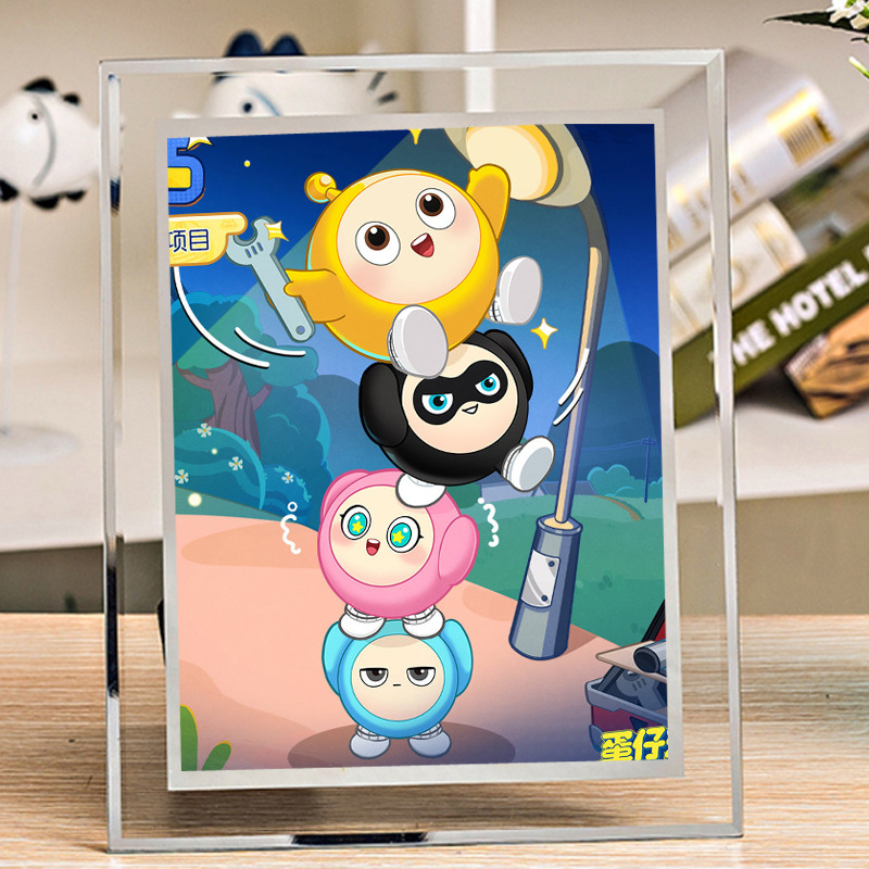 Egg Party MengMeng Egg Yellow Egg Black Photo Crystal Glass Photo Frame for Friends and Classmates Birthday Gifts