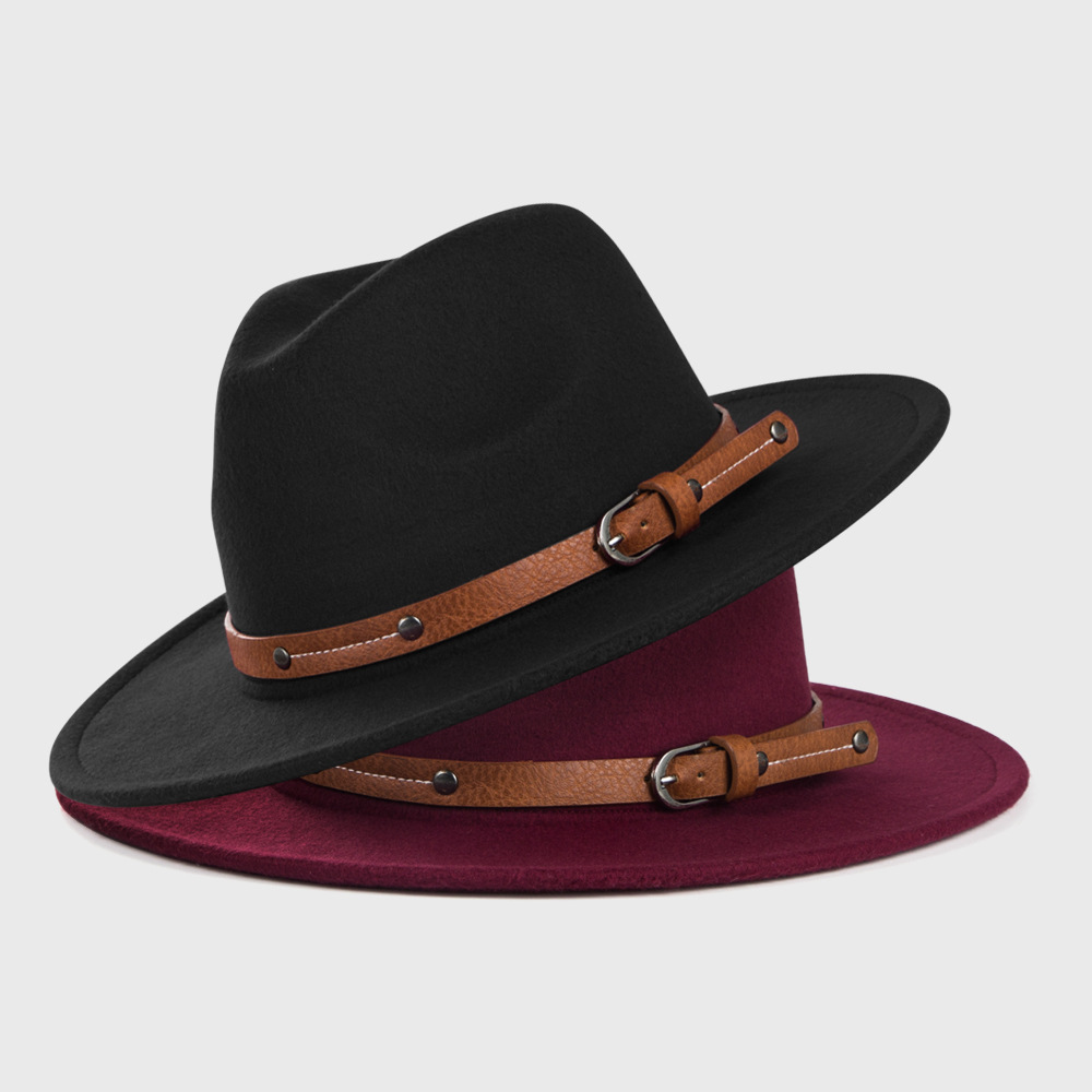 3780g Weight Fedora Hat Hats Type Outdoor Occasion Woolen Material Solid Color Pattern Autumn&Winter Season Unisex Gender Basic Style Army Green, Royal Blue, Navy Blue, Grey, Red, Wine Red, Camel, Black Color Big Eaves Rim Retro Woolen Hats For Men And Women Belt Metal Buckle Felt Hat Simple Big Brim Jazz Hat 无