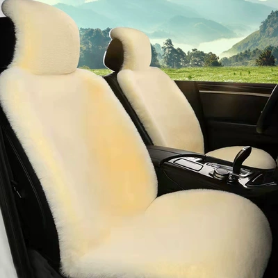 Car Seat Cushion Winter Plush Rabbit Seat cushion, seat cover - imitation-rabbit-fur-beige-car-alone