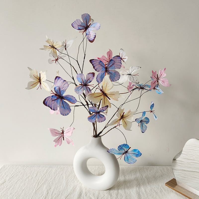 Little Red Book Online Red Explosions Simulation Dead Branch Butterfly Home Garden Window Flower Material 3D Simulation Dream Butterfly