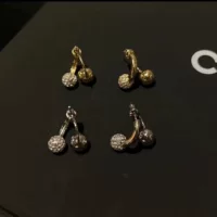 Малые сережки, блестящая серебряная игла, двойная носка