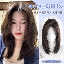 前额蕾丝假发女全头套式自然短发减龄仿全真人发中分锁骨发假发套