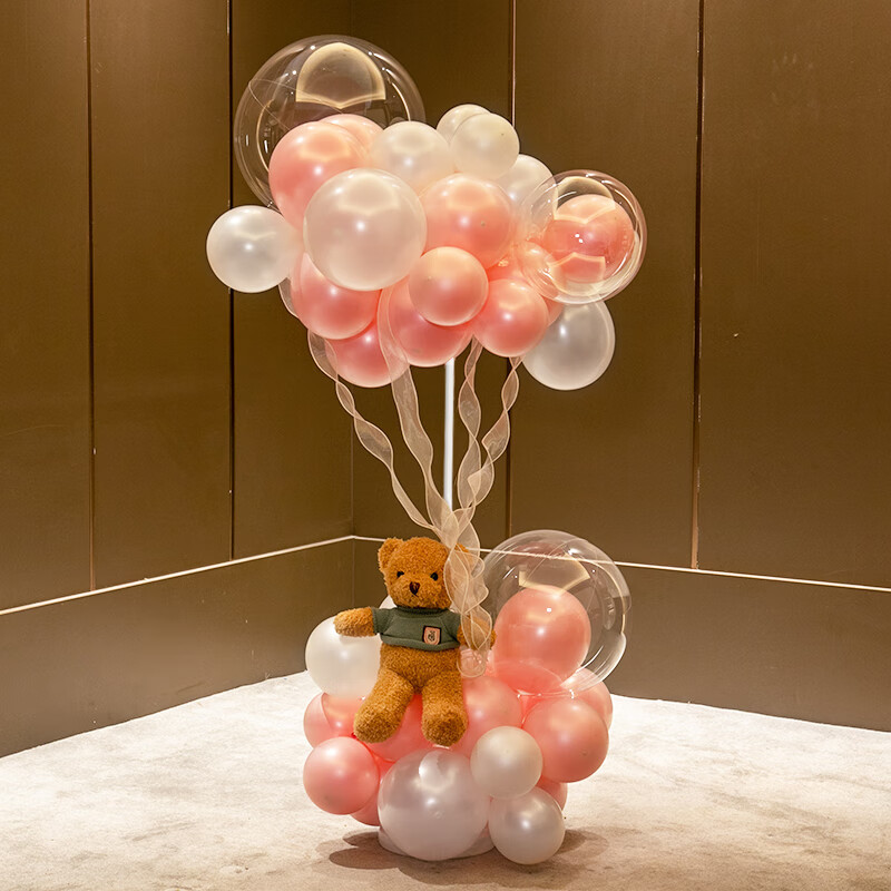 Poste de Globo de oso rosa y blanco