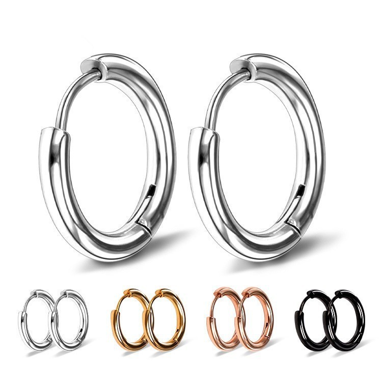 1 Piece Basic Simple Style Round Plating Stainless Steel Earrings display picture 4