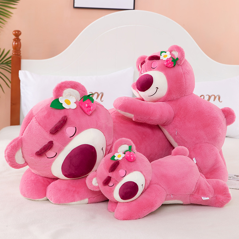 ストロベリーベア ピンクぬいぐるみ アンラッキーベア 睡眠人形 かわいい枕 クッション ギフト 彼女の誕生日用|undefined