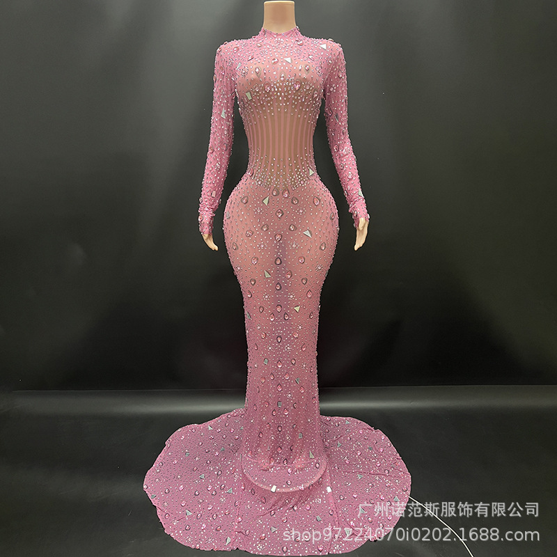 Niche Designer Mermaid Dress Elegant Slim Evening Dress Performance Talent Host Singer Performance Dress