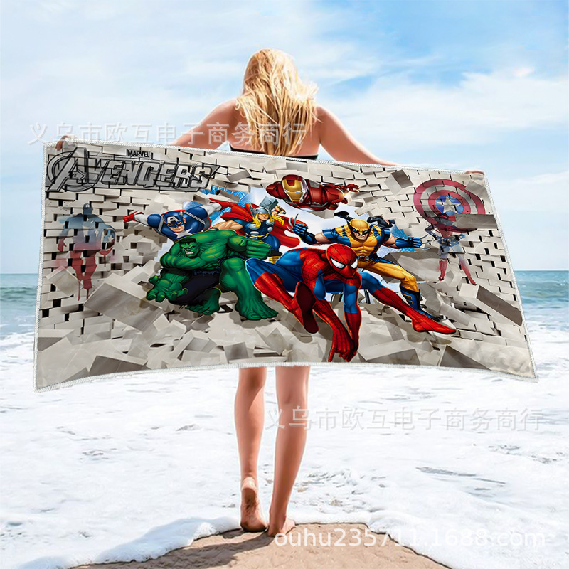 Cross Border Superhero Microfiber Pool Towel Spiderman Quick Drying Beach Towel for Summer Pool Party