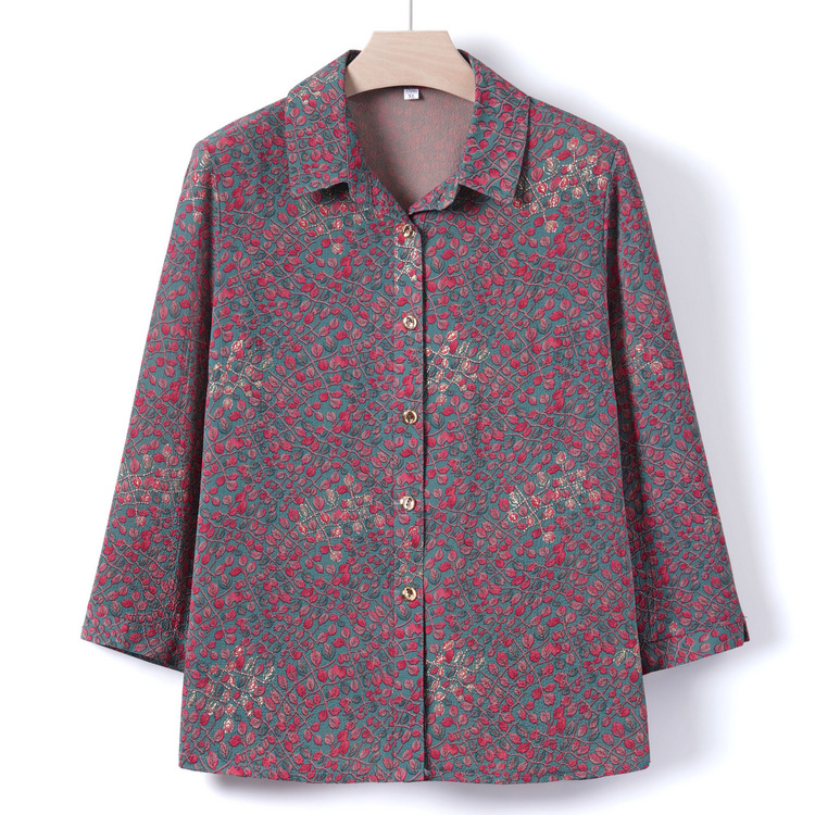 Summer thin shirts for middle-aged and elderly women, stylish tops for grandmas, suitable for mothers in their 60s and 70s.