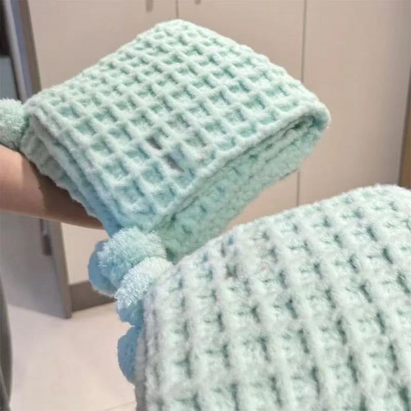 Scarf Hand-Knitted DIY Crochet Warm Waffle Mint Milk Mousse Cloud Waffle Scarf